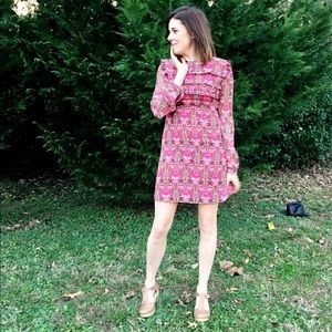Topshop Dress with Pink Retro Print